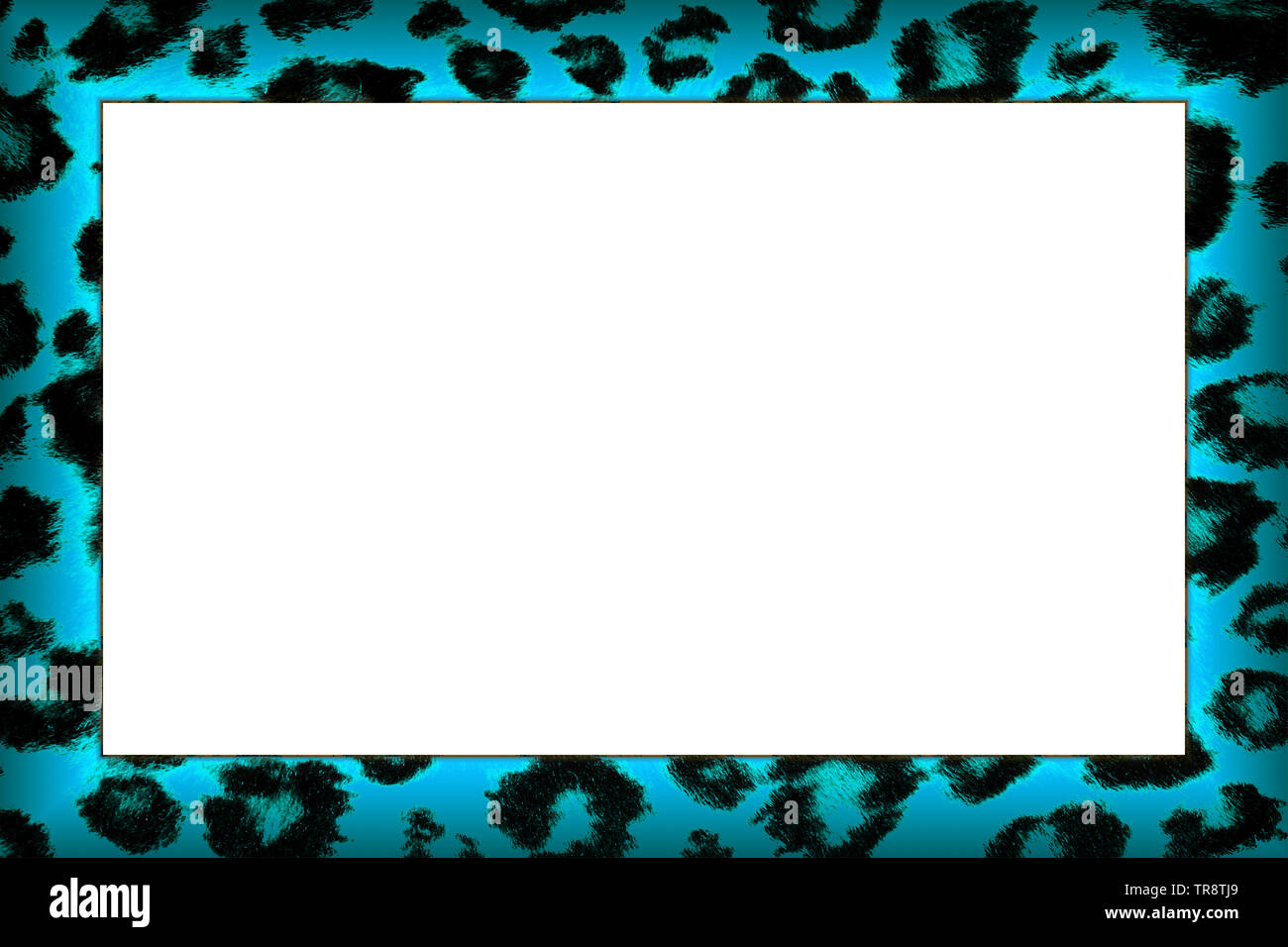 Turquoise Coloured Leopard Skin Pattern Frame Stock Photo