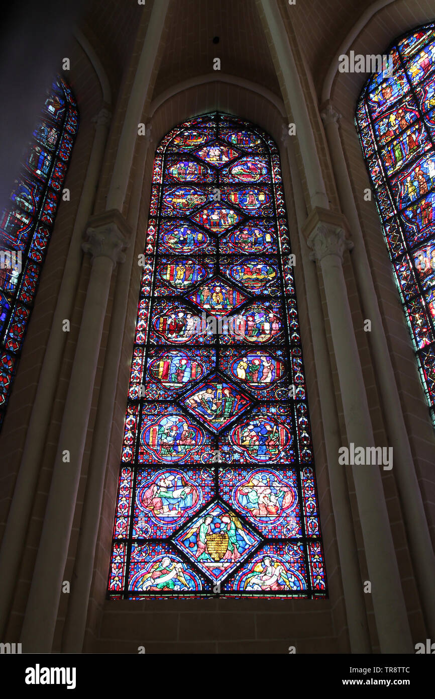 stainedglass window notredame cathedral chartres (france Stock