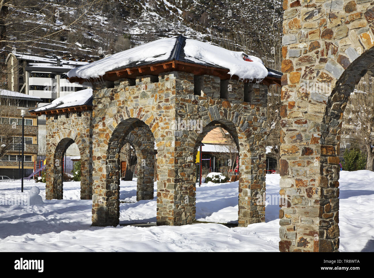 City park in Encamp. Andorra Stock Photo