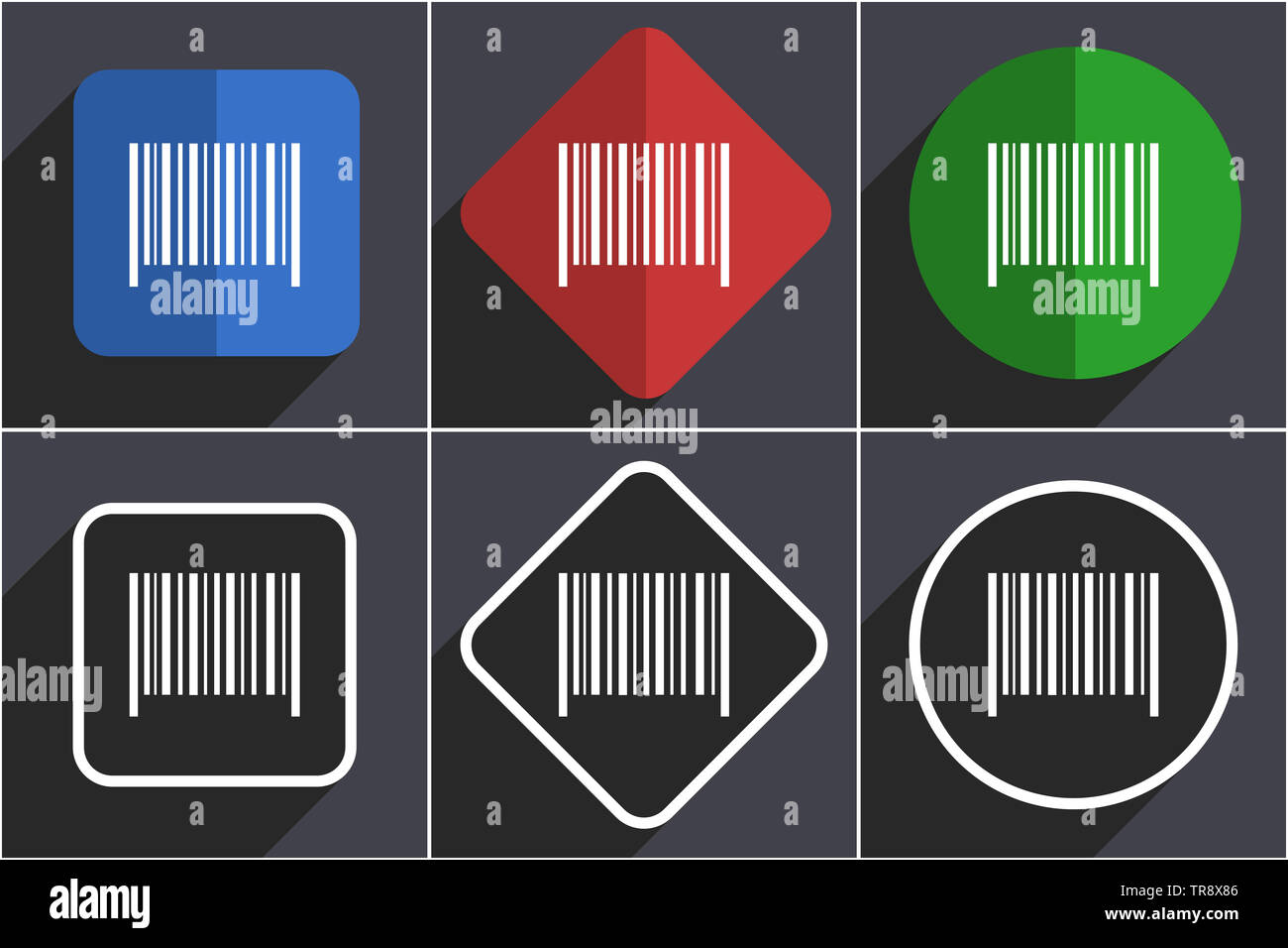Barcode set of flat design web icons in 6 options Stock Photo - Alamy