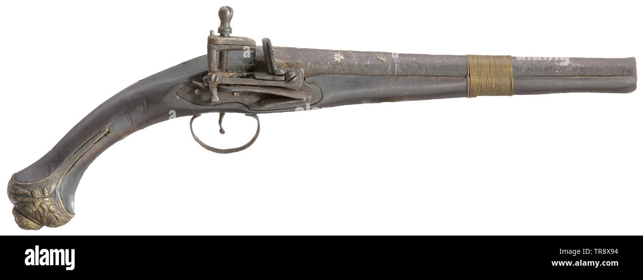 Small arms, pistols, flintlock pistol, caliber 16 mm, Morokko, 18th / 19th century, Additional-Rights-Clearance-Info-Not-Available Stock Photo