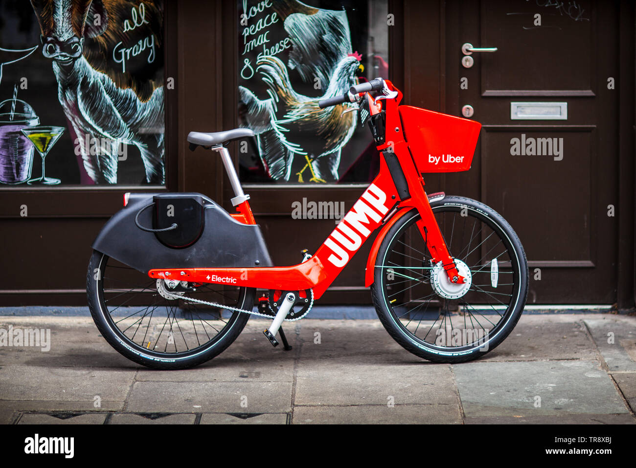 UBER JUMP electric hire bikes in central London UK Stock Photo