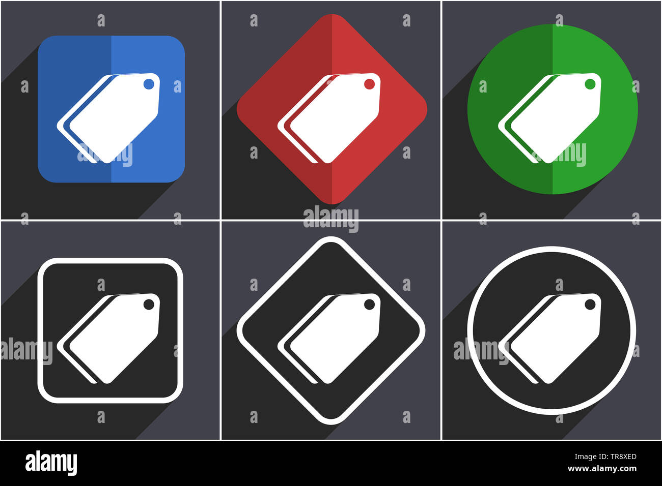 Label ticket set of flat design web icons in 6 options Stock Photo - Alamy