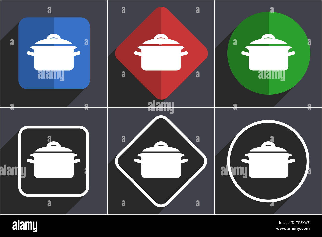 Cook set of flat design web icons in 6 options Stock Photo - Alamy