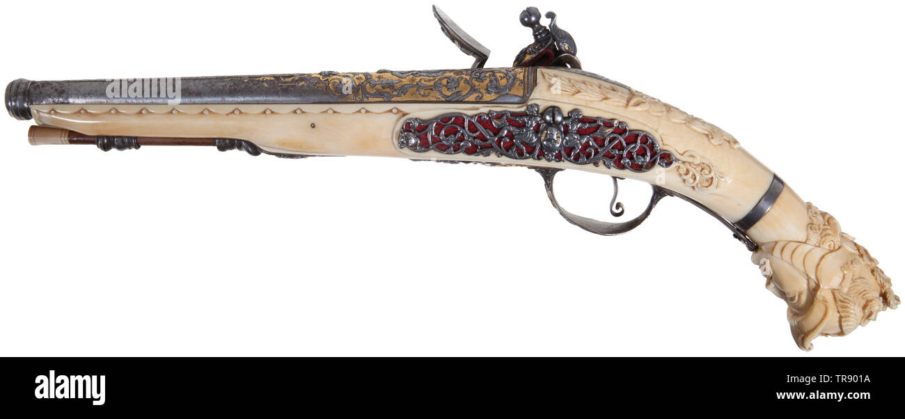 A flintlock pistol with ivory stock, partly St. Etienne, 2nd half of ...