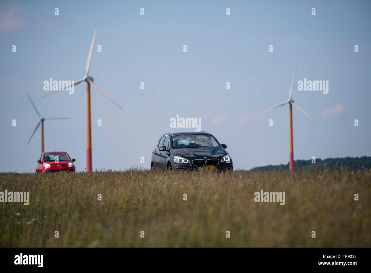 Bike lane and road on the dike near Almere Stock Photo Alamy