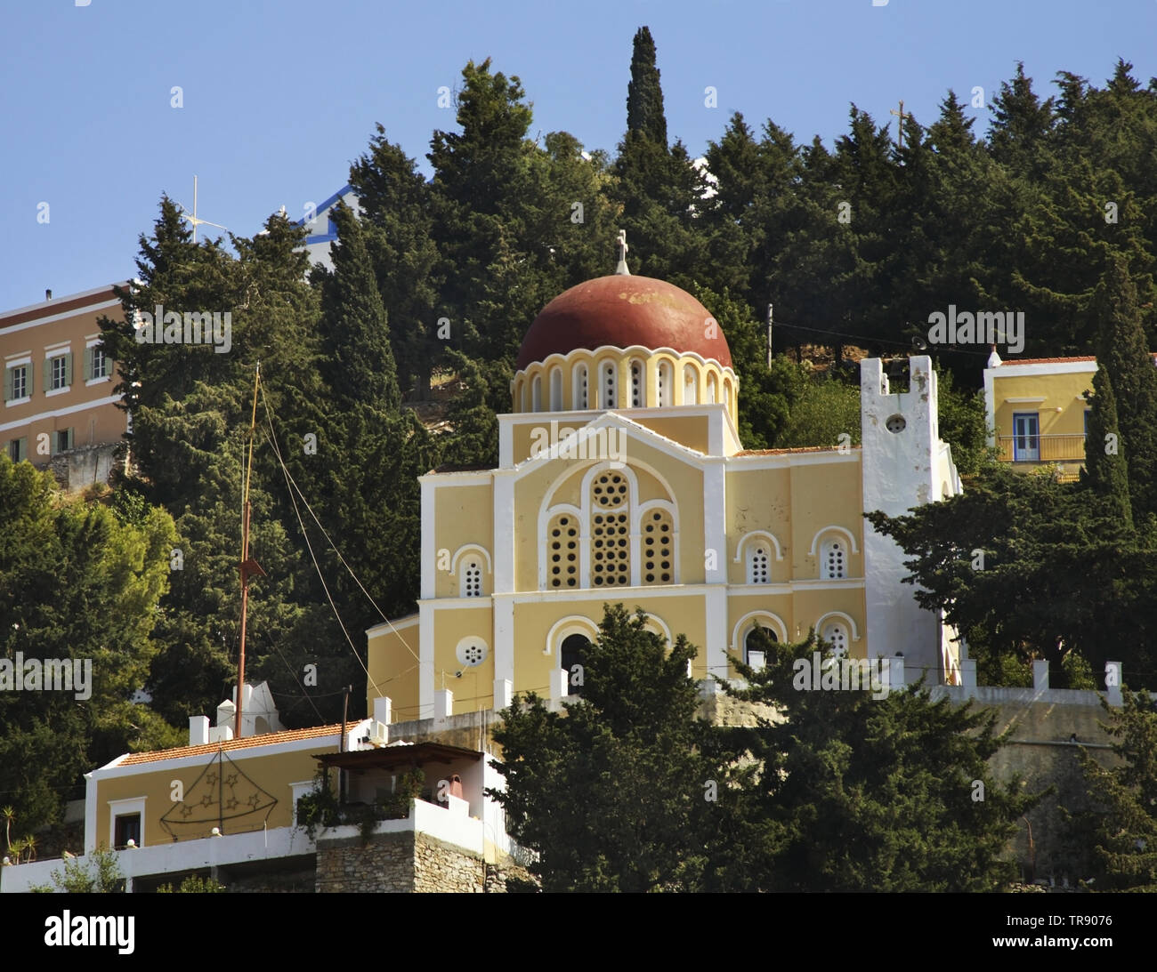 Church in Ano Symi. Greece Stock Photo