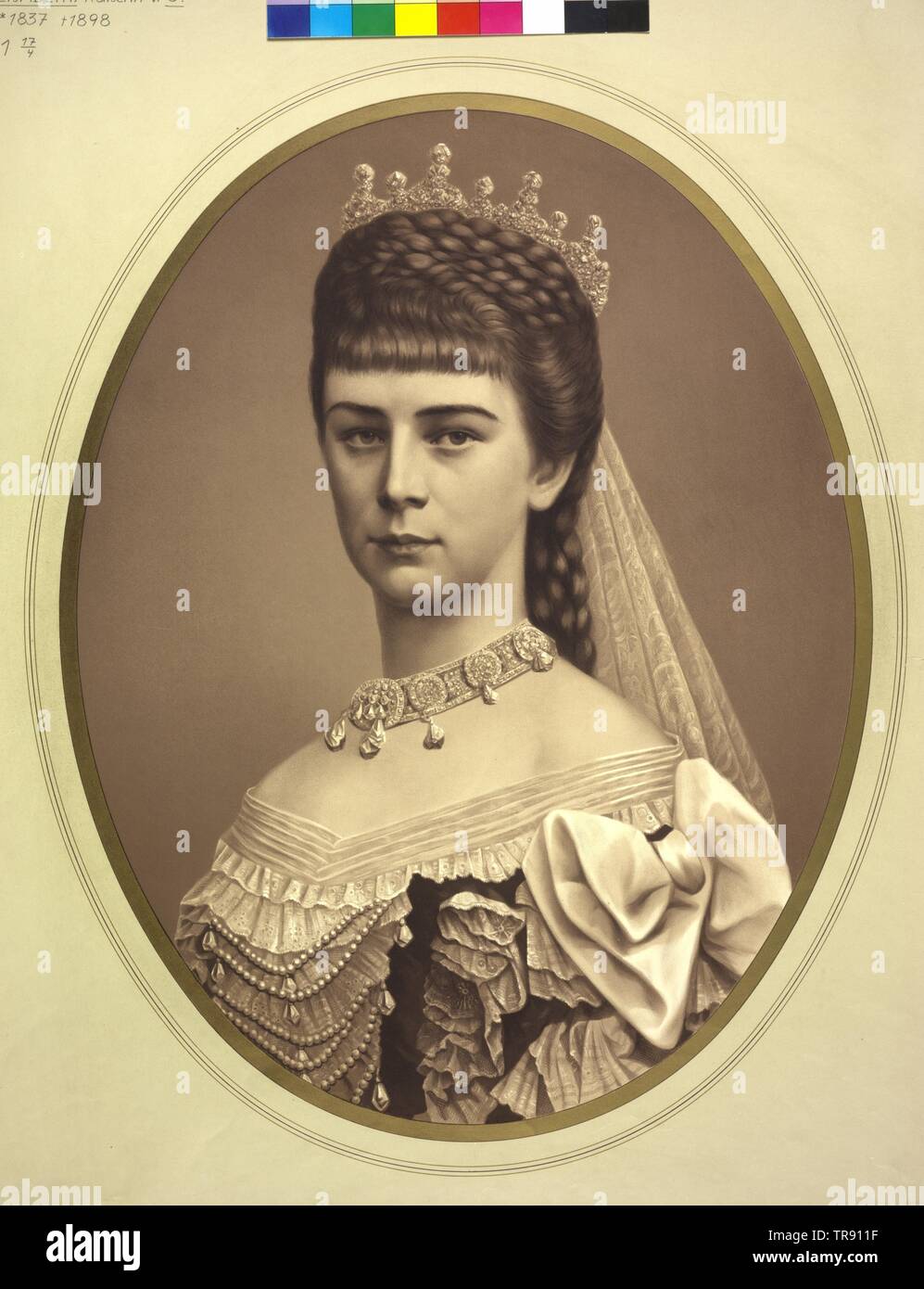 Elisabeth, Empress of Austria, lithograph, Additional-Rights-Clearance-Info-Not-Available Stock Photo