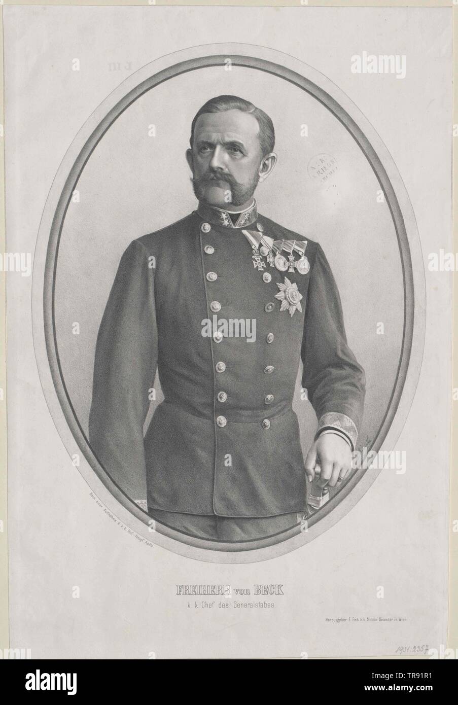 Beck-Rzikowsky, Frederick count, Austrian German Hungarian Chief of General staff 1881, Feldzeugmeister (general) 1888, 1906 in the earldom arise, 1916 colonel-general, Additional-Rights-Clearance-Info-Not-Available Stock Photo