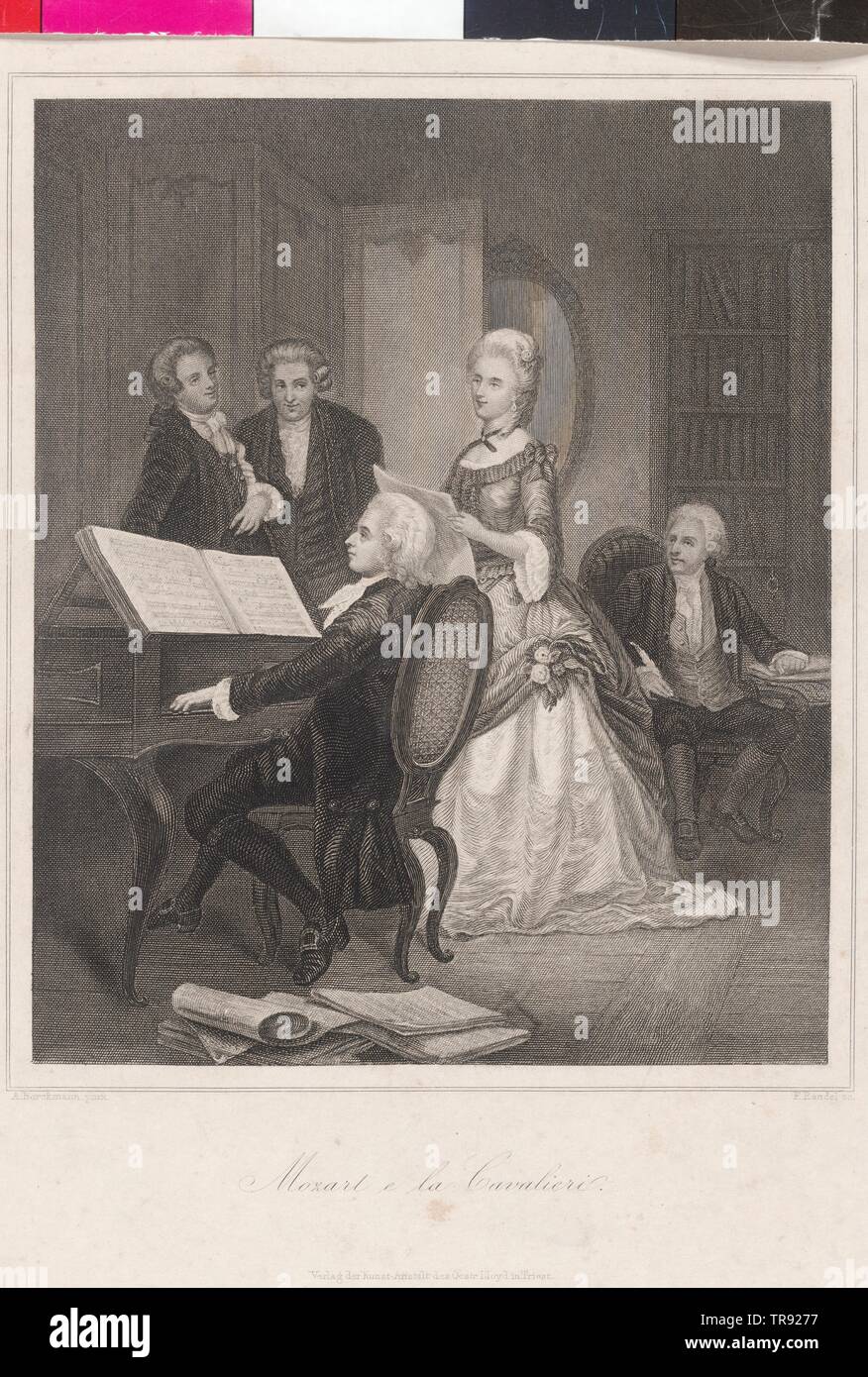 Mozart at piano, Additional-Rights-Clearance-Info-Not-Available Stock Photo