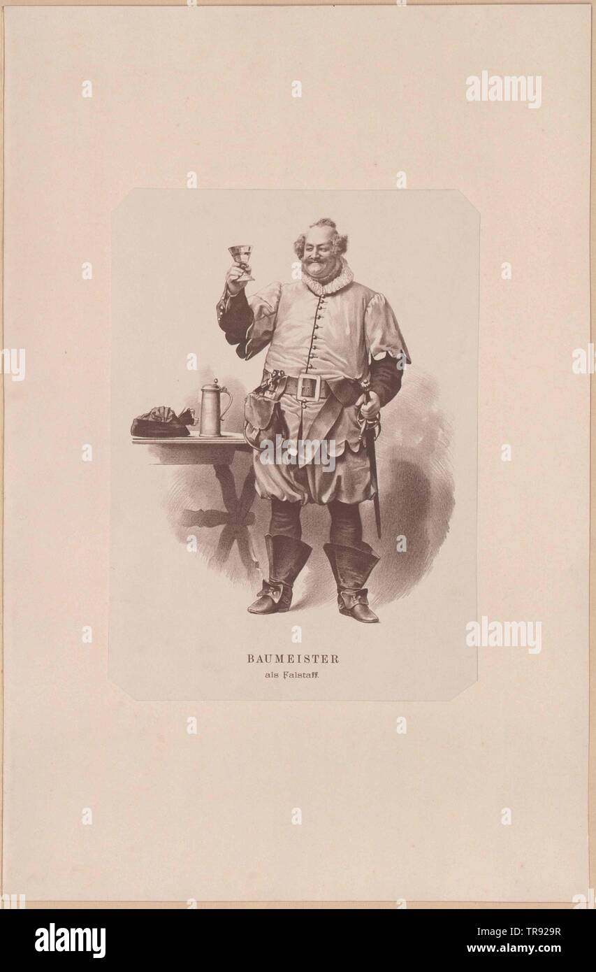 Baumeister, Bernard, actor (since 1852 at Burgtheater (Austrian National Theatre)), personality, celebrities, other, further, 19th century, people, half-length, half length, man, men, male, manly, actor, actors, Additional-Rights-Clearance-Info-Not-Available Stock Photo