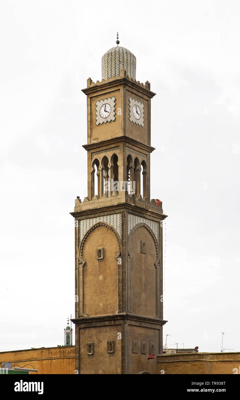 Clock tower in old Medina. Casablanca. Morocco Stock Photo - Alamy