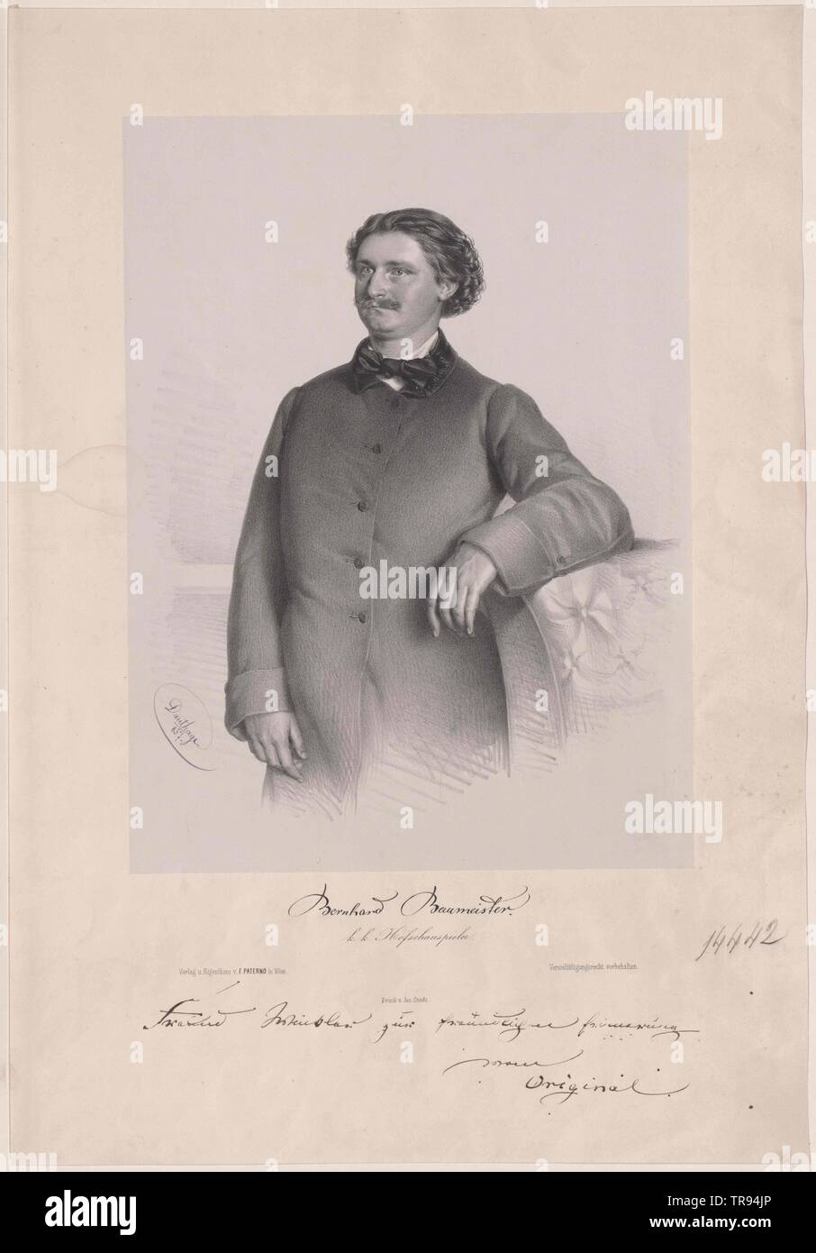 Baumeister, Bernard, actor (since 1852 at Burgtheater (Austrian National Theatre)), , Additional-Rights-Clearance-Info-Not-Available Stock Photo