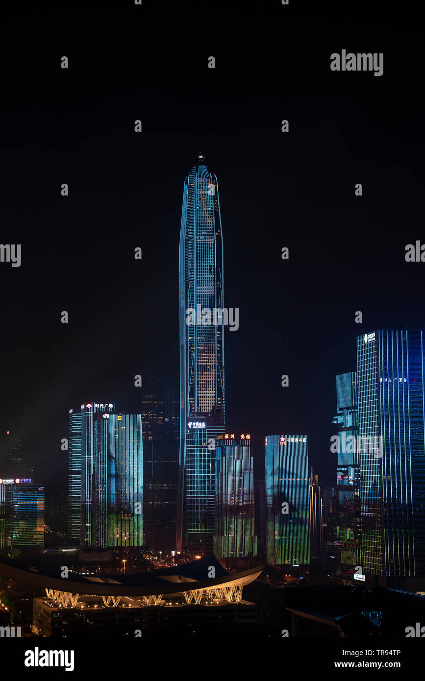 City center, Futian district, Shenzhen, China, 17th, January, 2019: the city center light show. Stock Photo