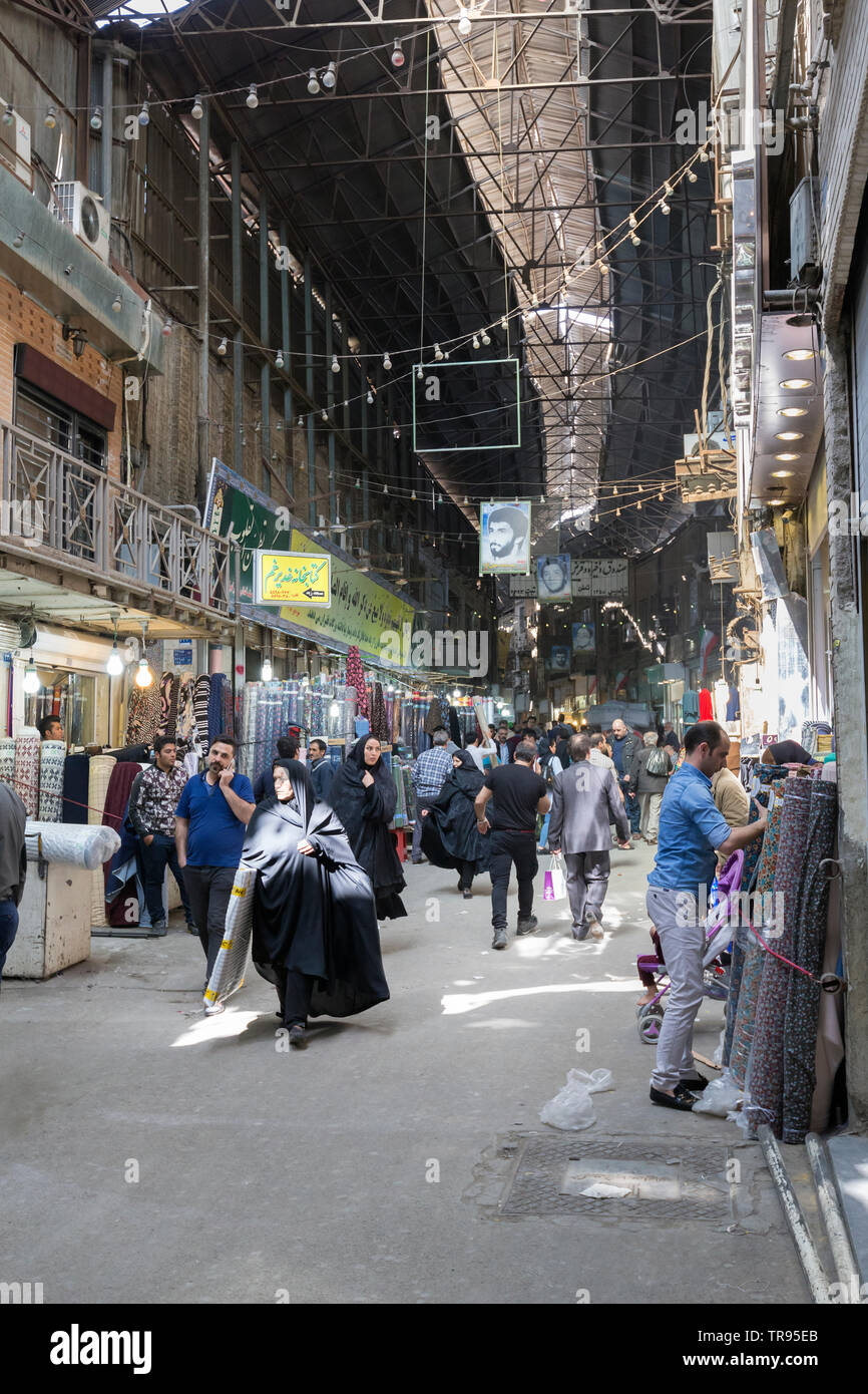 People inside the grand bazaar, Tehran, Iran Stock Photo
