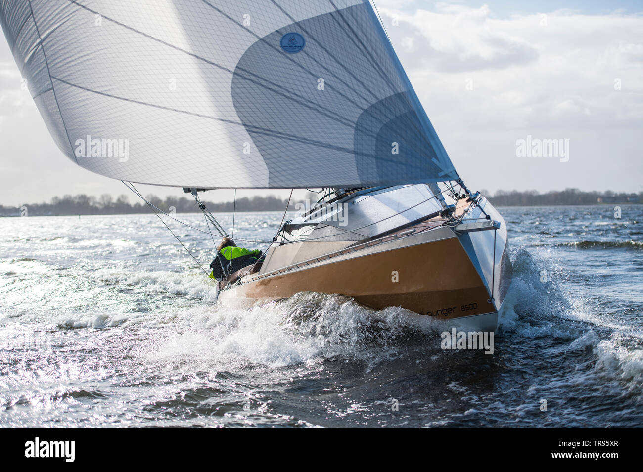 Aluminium yacht Speedlounger built in Holland Stock Photo