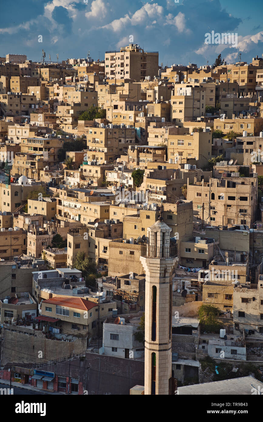 Photo of the Amman city at the sunset time Stock Photo