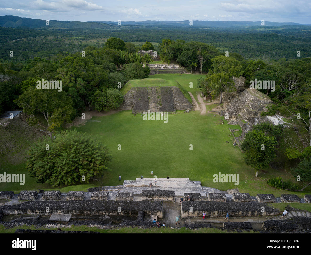 Elevated view of Ancient Mayan Archaeological Site, San Jose Succotz, Cayo District, Belize Stock Photo