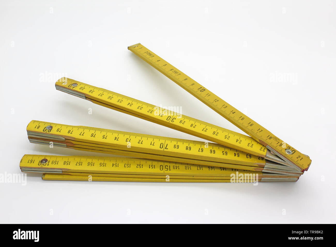 Metal and Wooden Rulers on a White Background. Stock Photo - Image of  wooden, long: 243744918
