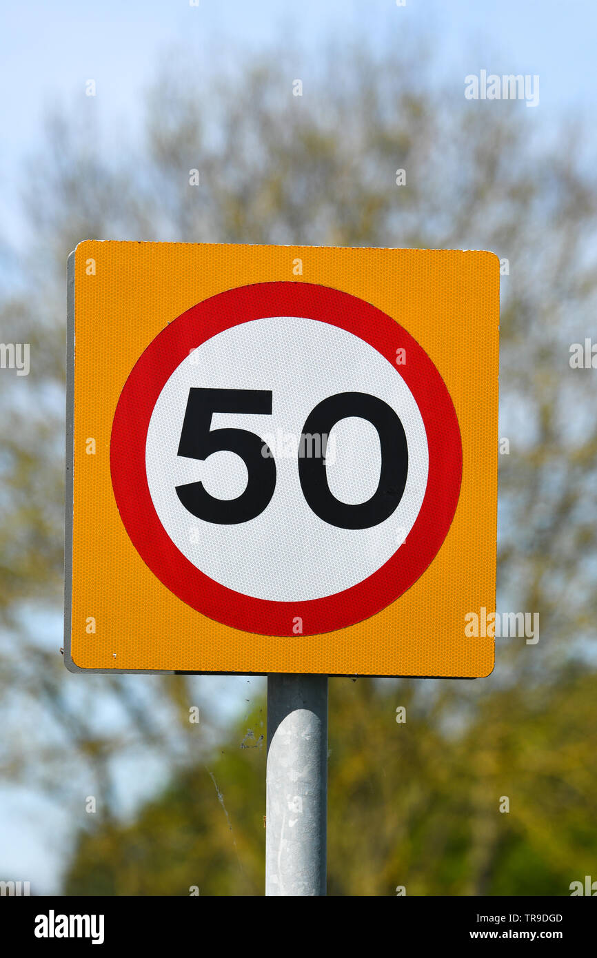 50 mph road sign Stock Photo