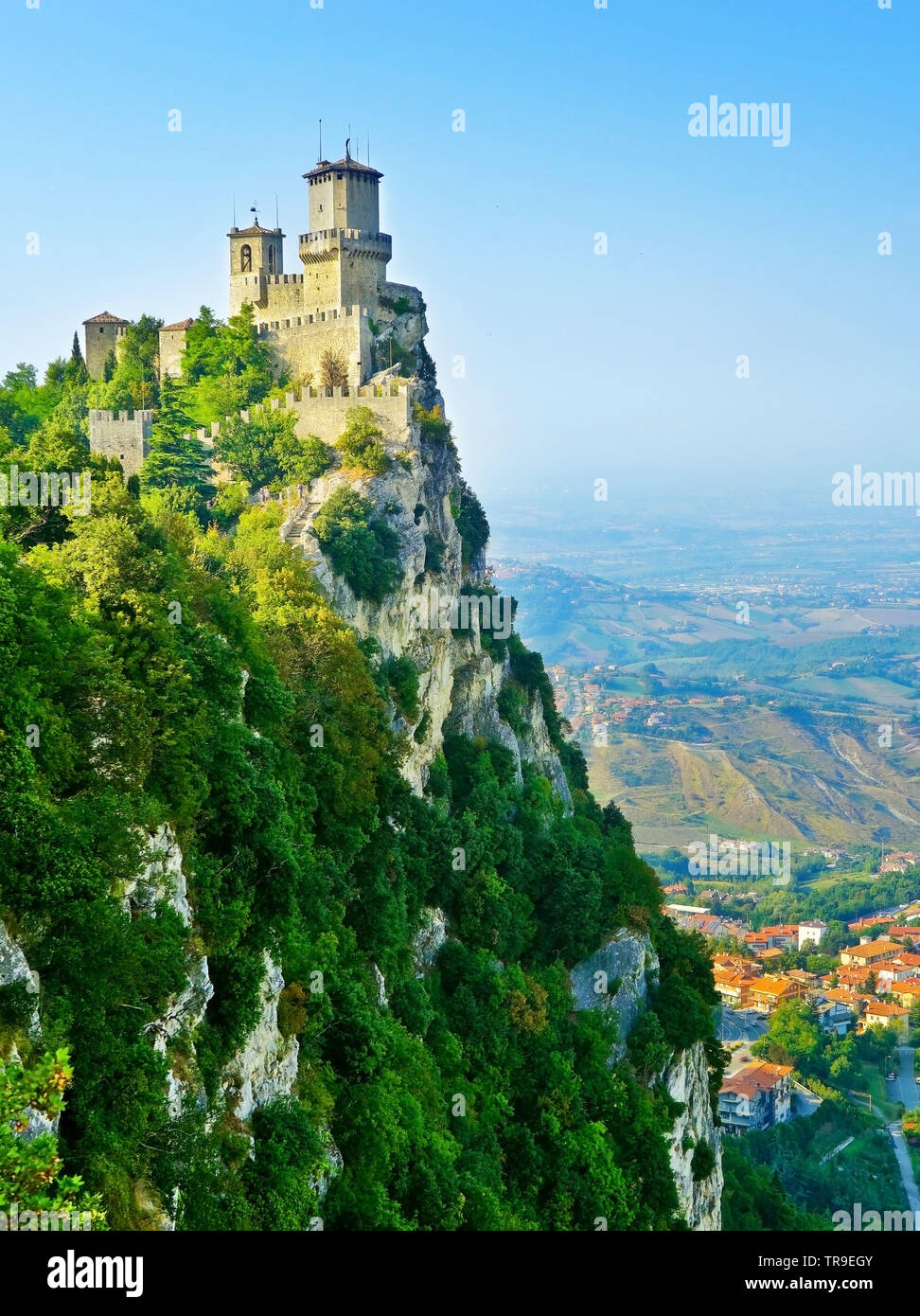 View Of The Guaita Fortress Located On The Peak Of Monte Titano In San Marino The Country Is Situated Inside Italy Stock Photo Alamy