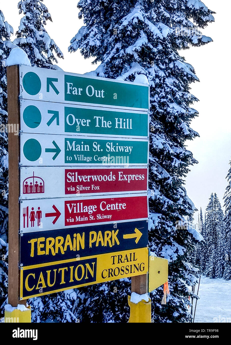 Love the 'Over The Hill' run at Silver Star Mountain in British Columbia, Canada. Stock Photo