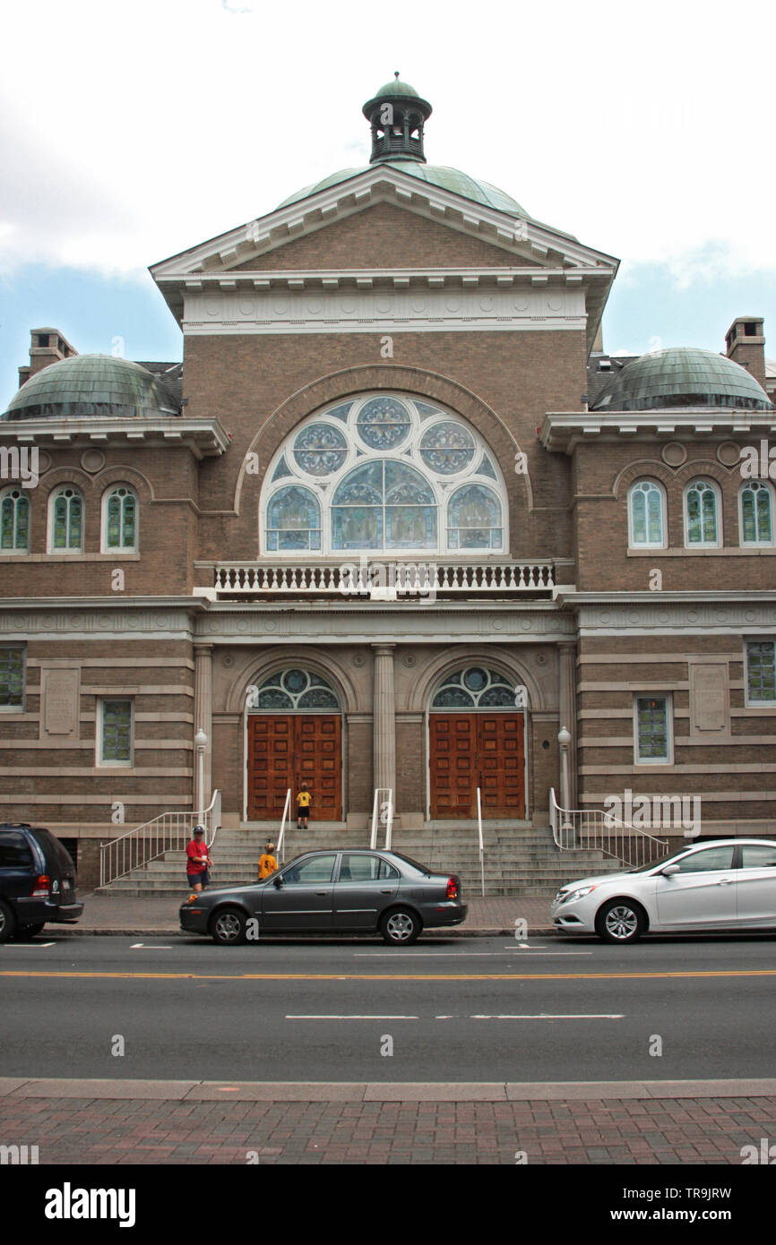 The former First Baptist Church, actual hosting the McGlohon Theatre in uptown Charlotte, NC, USA Stock Photo