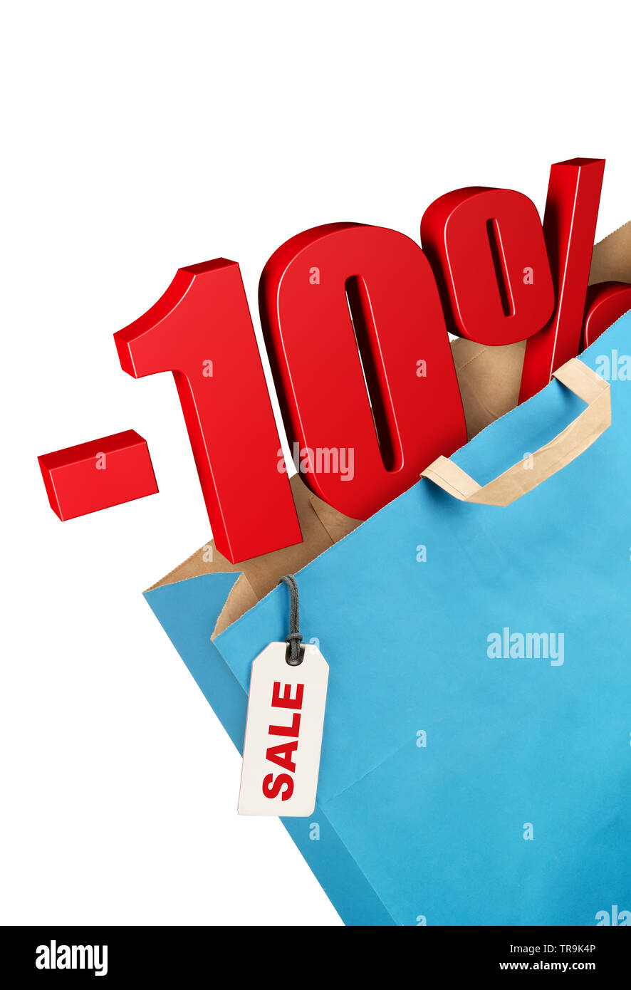 Grocery bag with ten percent symbol. Sale concept. Stock Photo