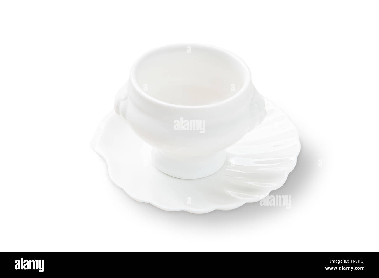 Porcelain egg stand isolated on white Stock Photo