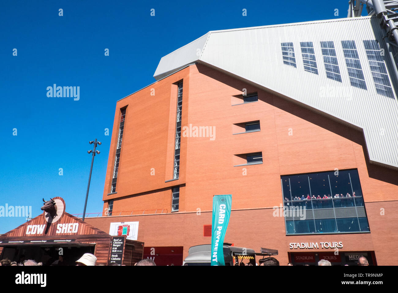 Anfield,stadium,home,ground,of,Liverpool,football,club,LFC,on,the,last,day,game,of,Premier,League,Liverpool,Merseyside,England,GB,Britain,British,UK Stock Photo