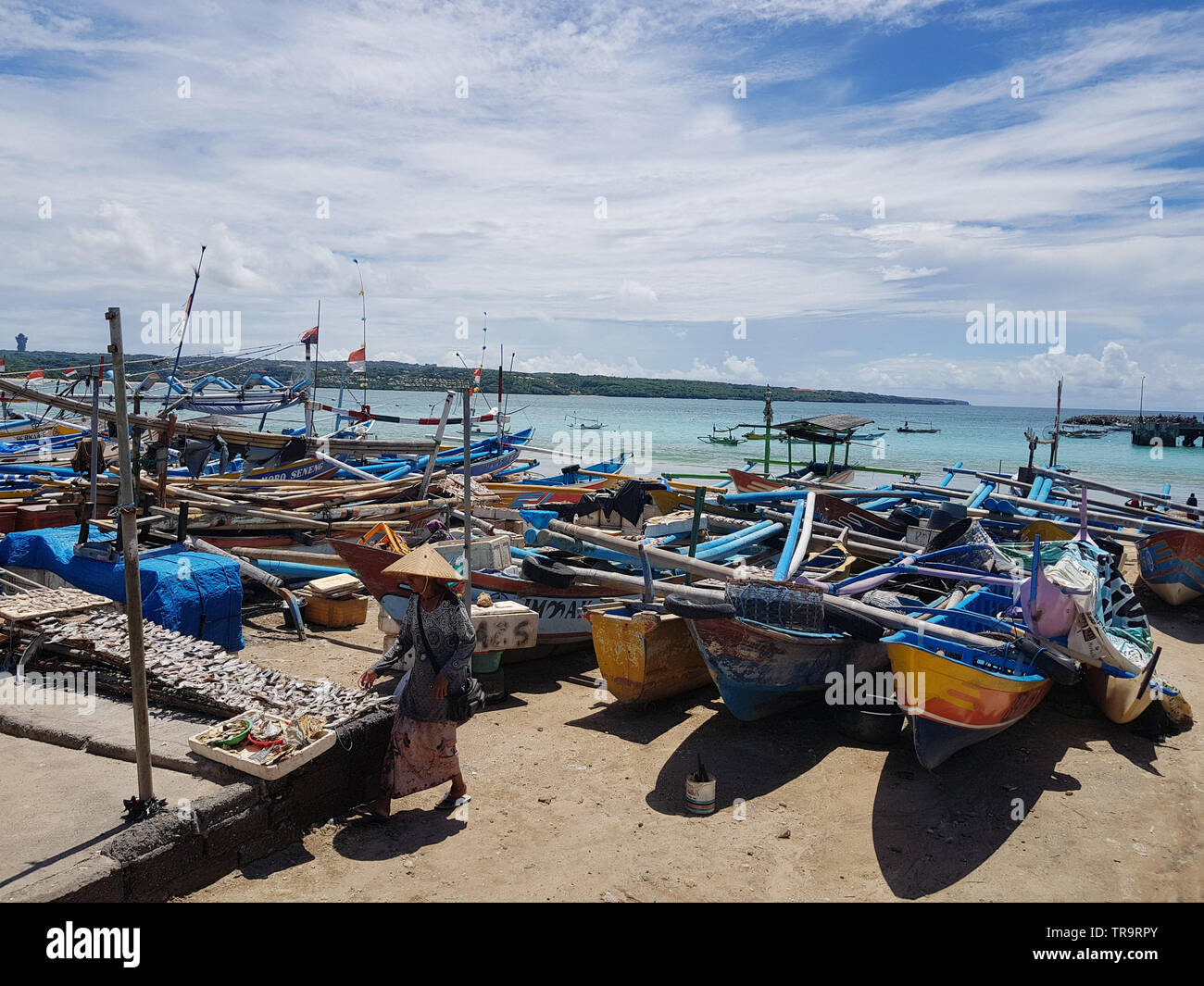 Indonesia bali jimbaran fishing boats hi-res stock photography and