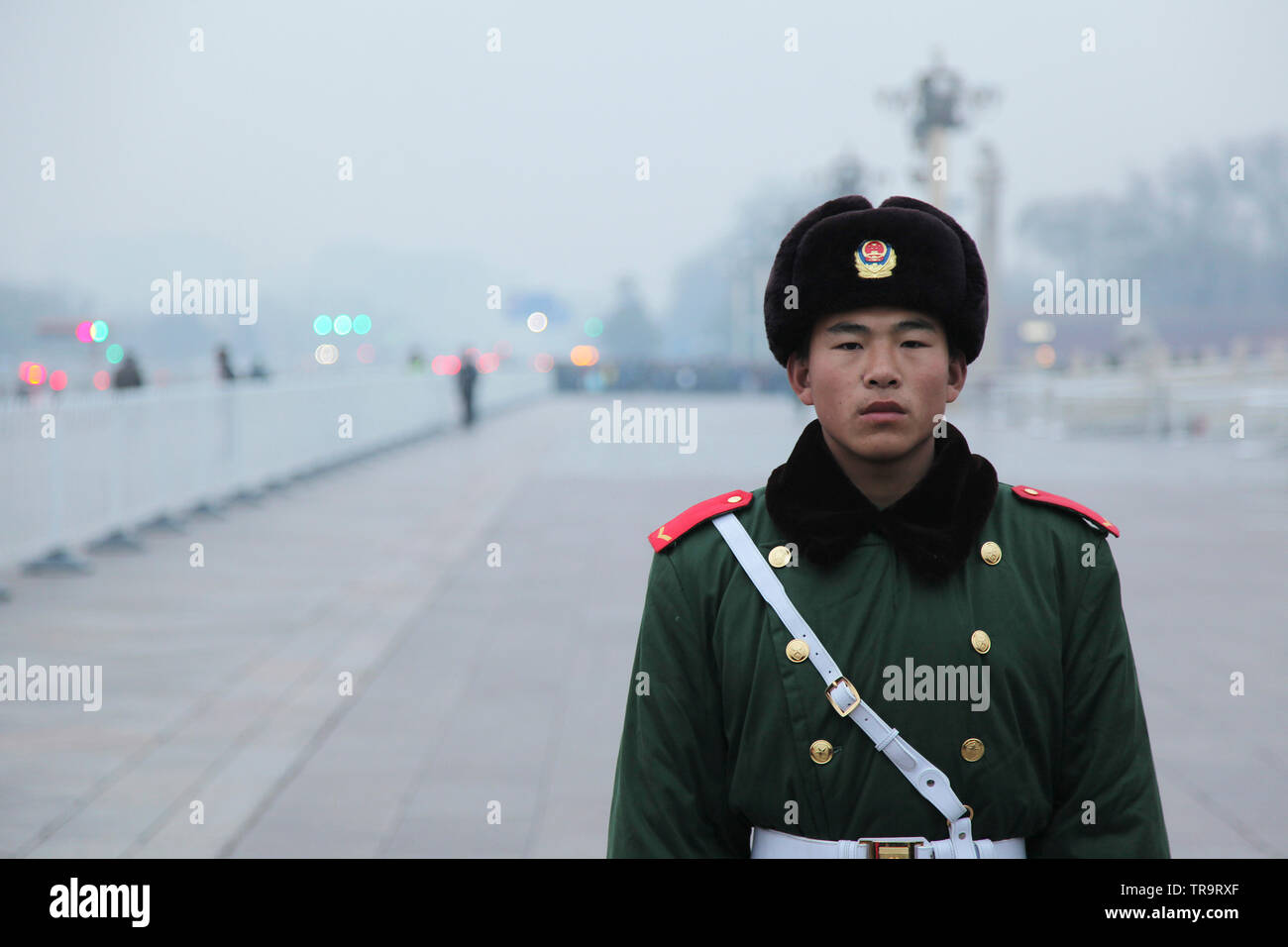 Chinese Soldier, Tiananmen Square, Beijing, China Stock Photo