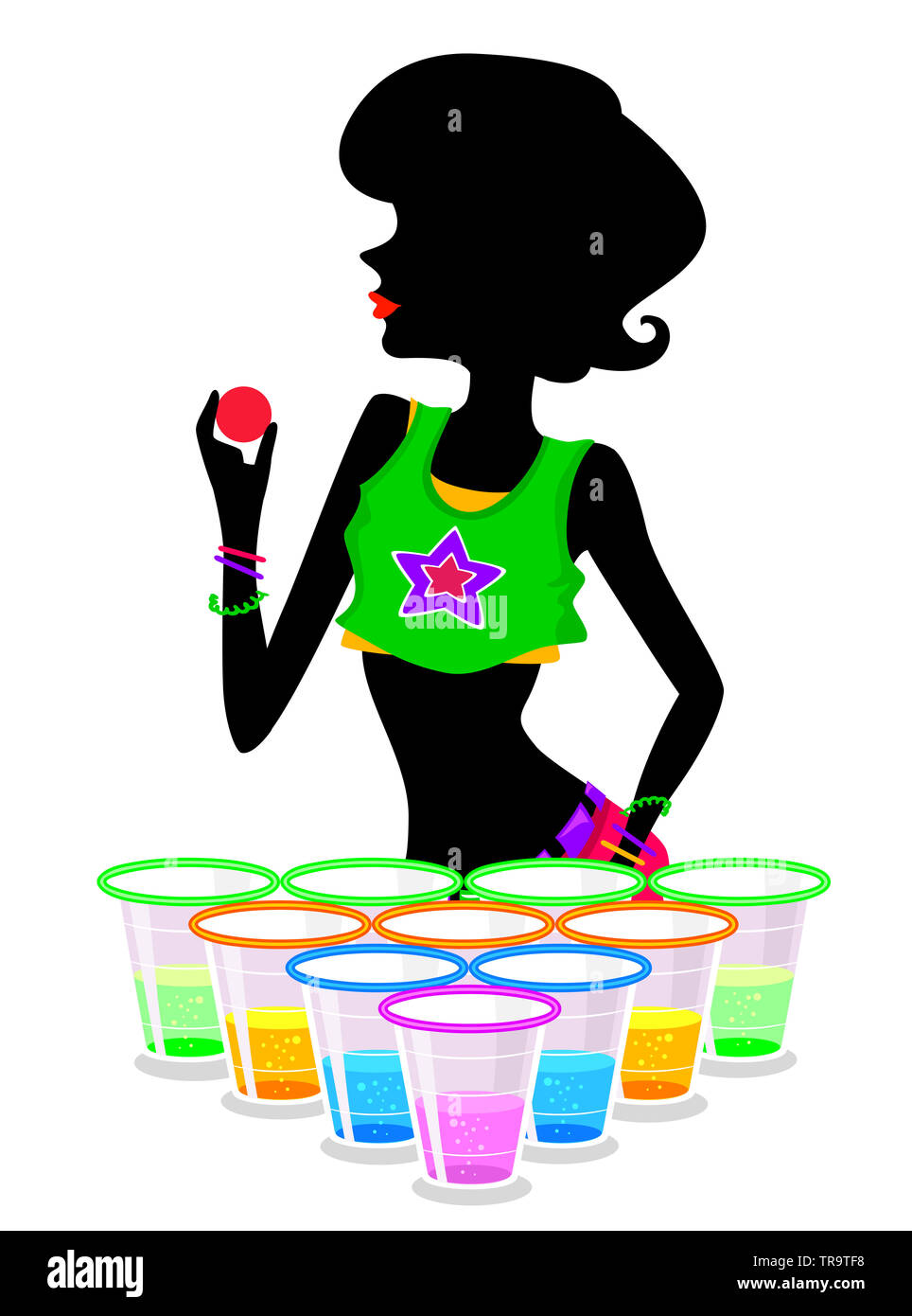 Illustration Of A Girl Silhouette In A Glow In The Dark