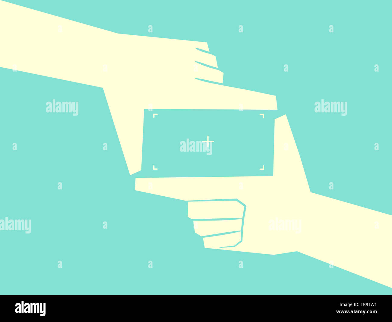 Illustration of Hands Forming a Viewfinder Frame for Shooting Stock