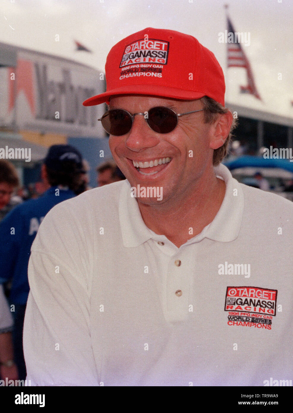 NFL legend Joe Montana at an indy cart 