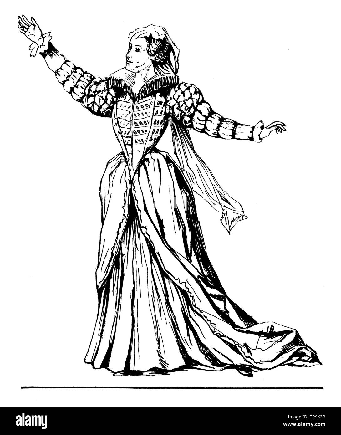 Maria Stuart: Actress in the 3rd act of Friedrich Schiller's drama 'Maria Stuart'., ,  (theater book, 1908) Stock Photo