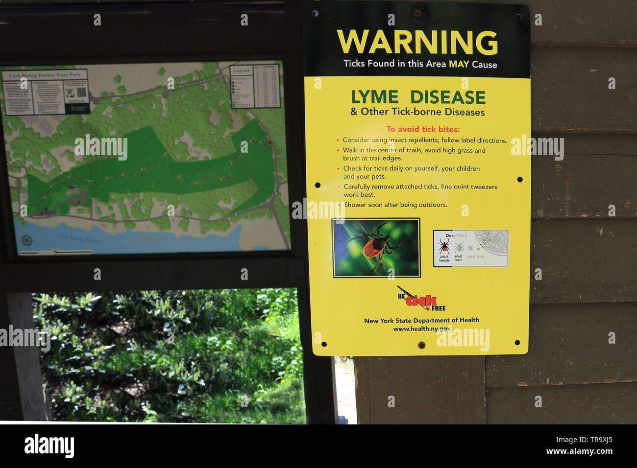 Lyme disease warning sign Long Island New York Stock Photo