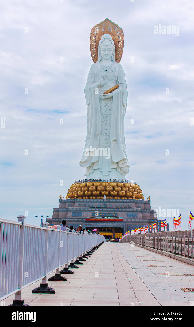 China, Sanya NOVEMBER 13, 2017: The statue of the goddess Guanyin in the center of Buddhism Nanshan. Historical sites of China Stock Photo
