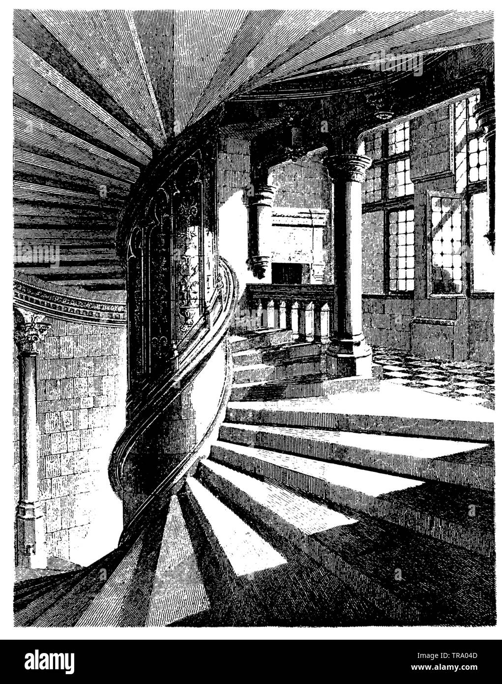 Staircase in the castle of the Counts of Dunois., ,  (cultural history book, 1875) Stock Photo