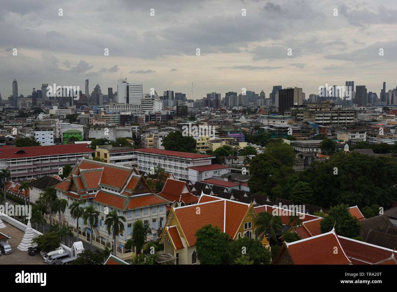 View of Bangkok from Wat Saket, Thailand Stock Photo
