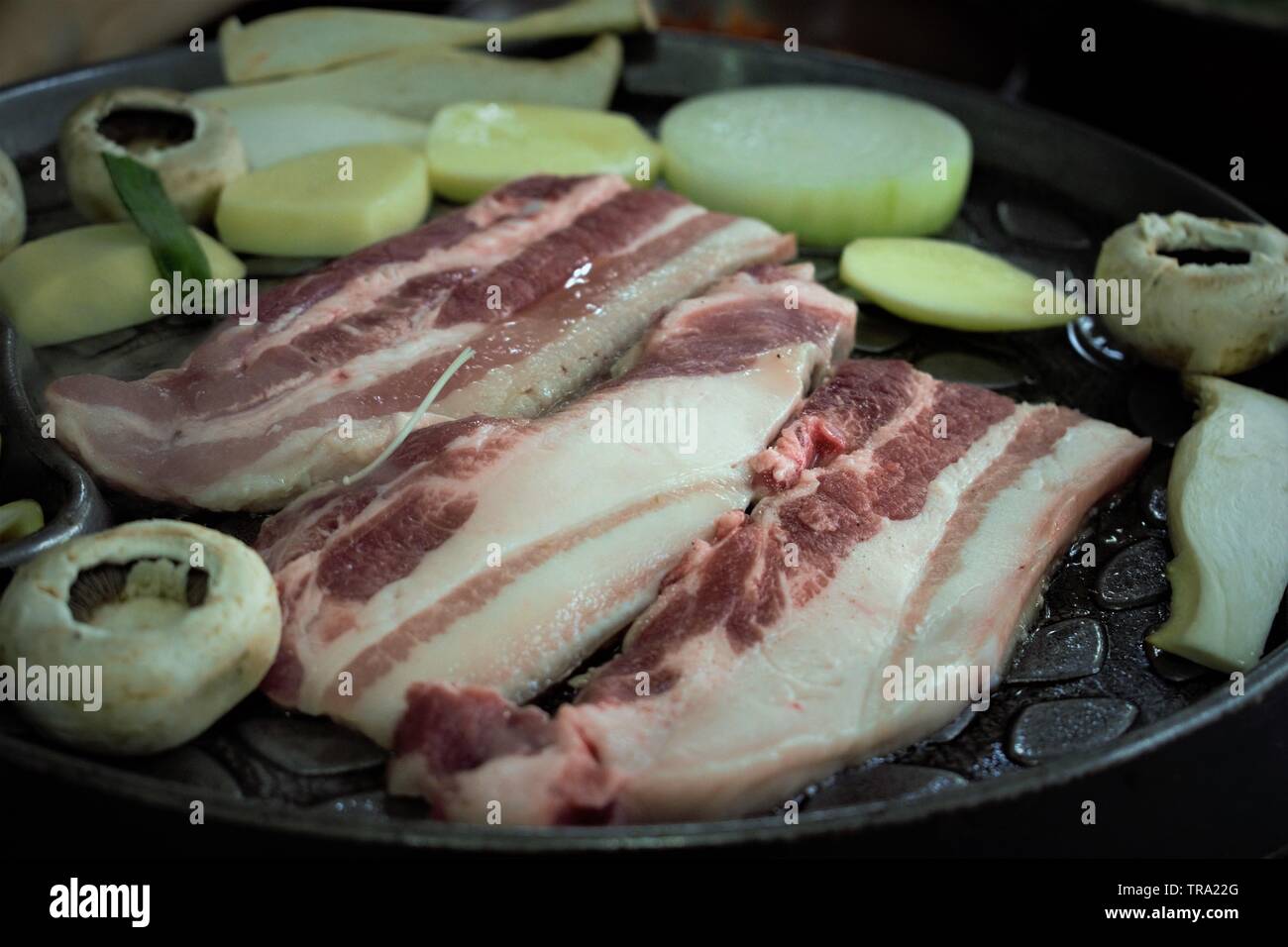 Korean grilled pork belly Samgyeopsal Stock Photo Alamy