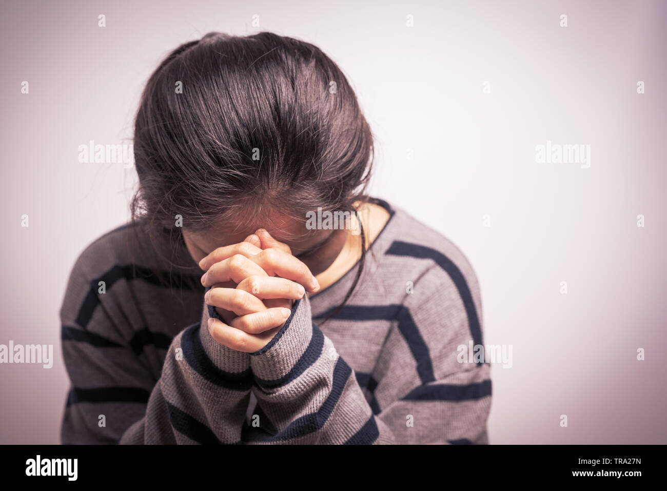 depressed women sitting in the dark room, alone, sadness, emotional concept  Stock Photo - Alamy