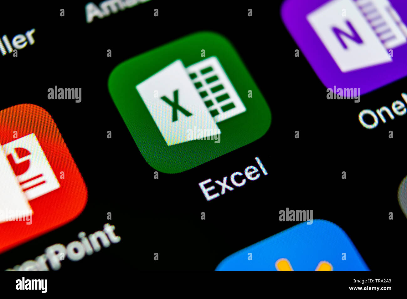 Sankt-Petersburg, Russia, May 10, 2018: Microsoft Exel application icon ...