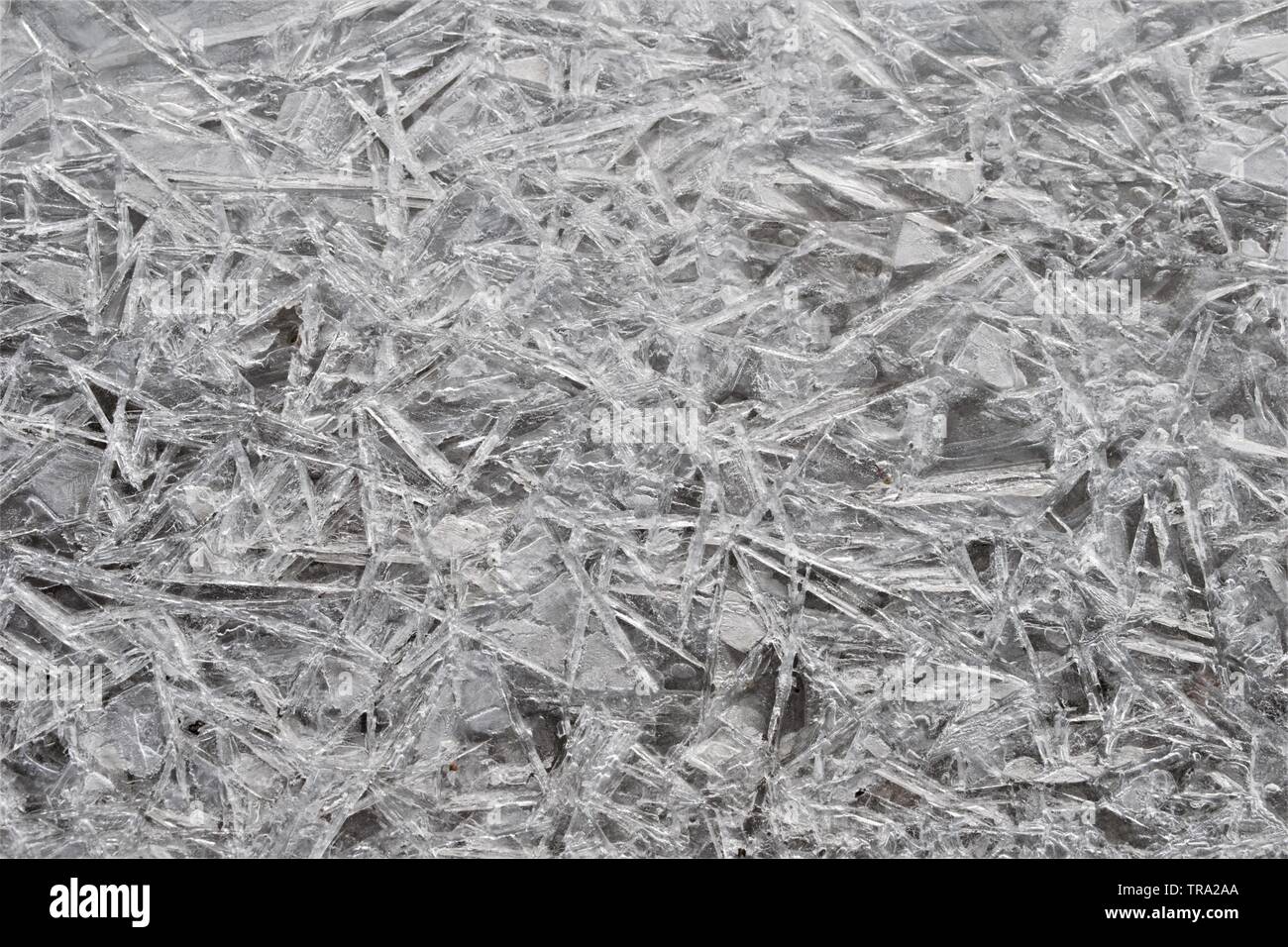 Texture of ice, frozen Han River at Dumulmeori, Yangpyeong, Korea Stock Photo
