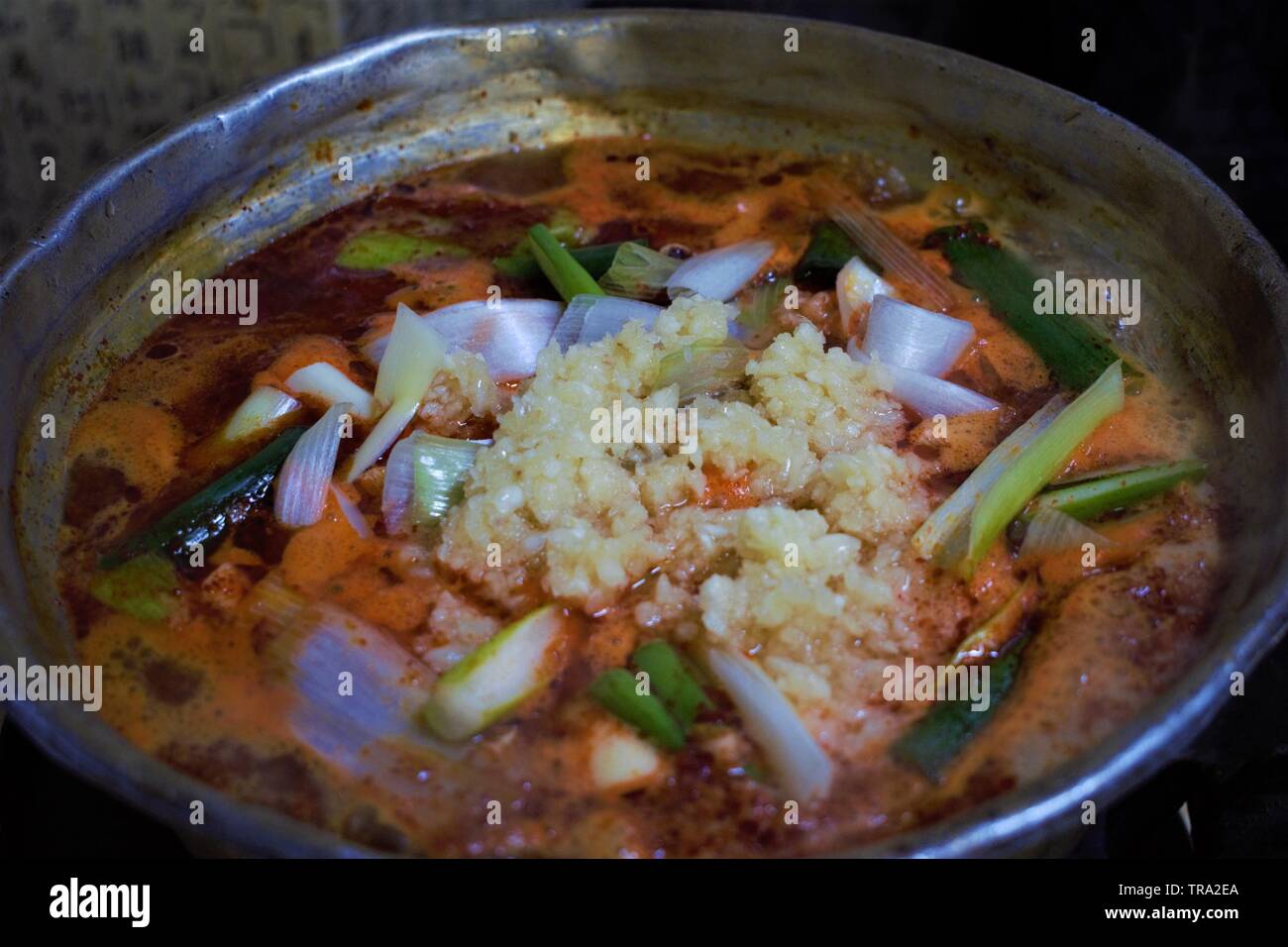 Korean braised spicy chicken Dak-bokkeum-tang Stock Photo