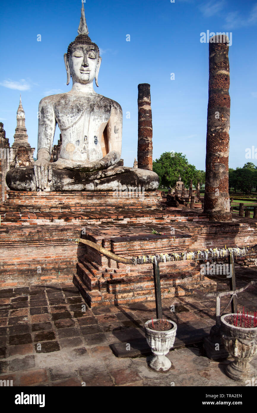 Sukhothai City in northern Thailand is gifted with an extraordinary area of Buddhist ruins which is now known as the Sukhothai Historical Park. Stock Photo