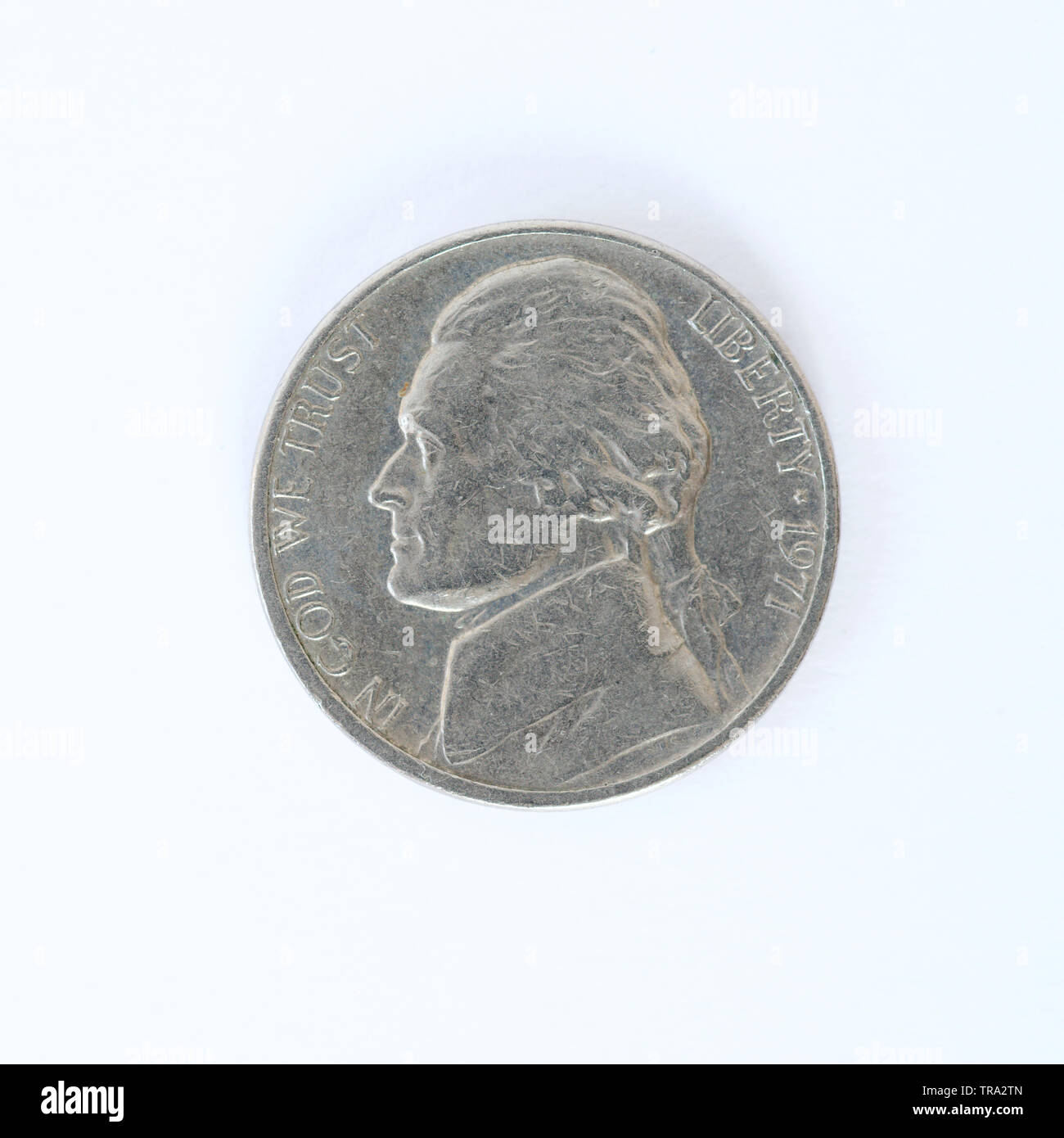 U S 5 Cents Jefferson Nickel Coin 1971 Stock Photo Alamy