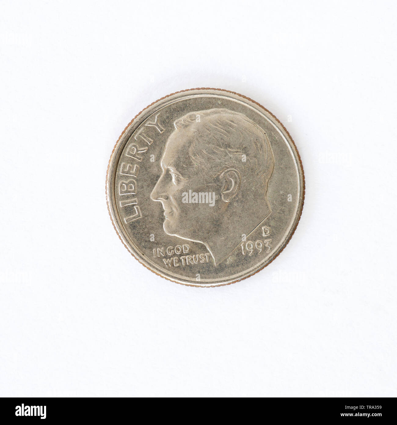 U.S. 1 Dime 'Roosevelt Dime' Coin - 1993 Stock Photo