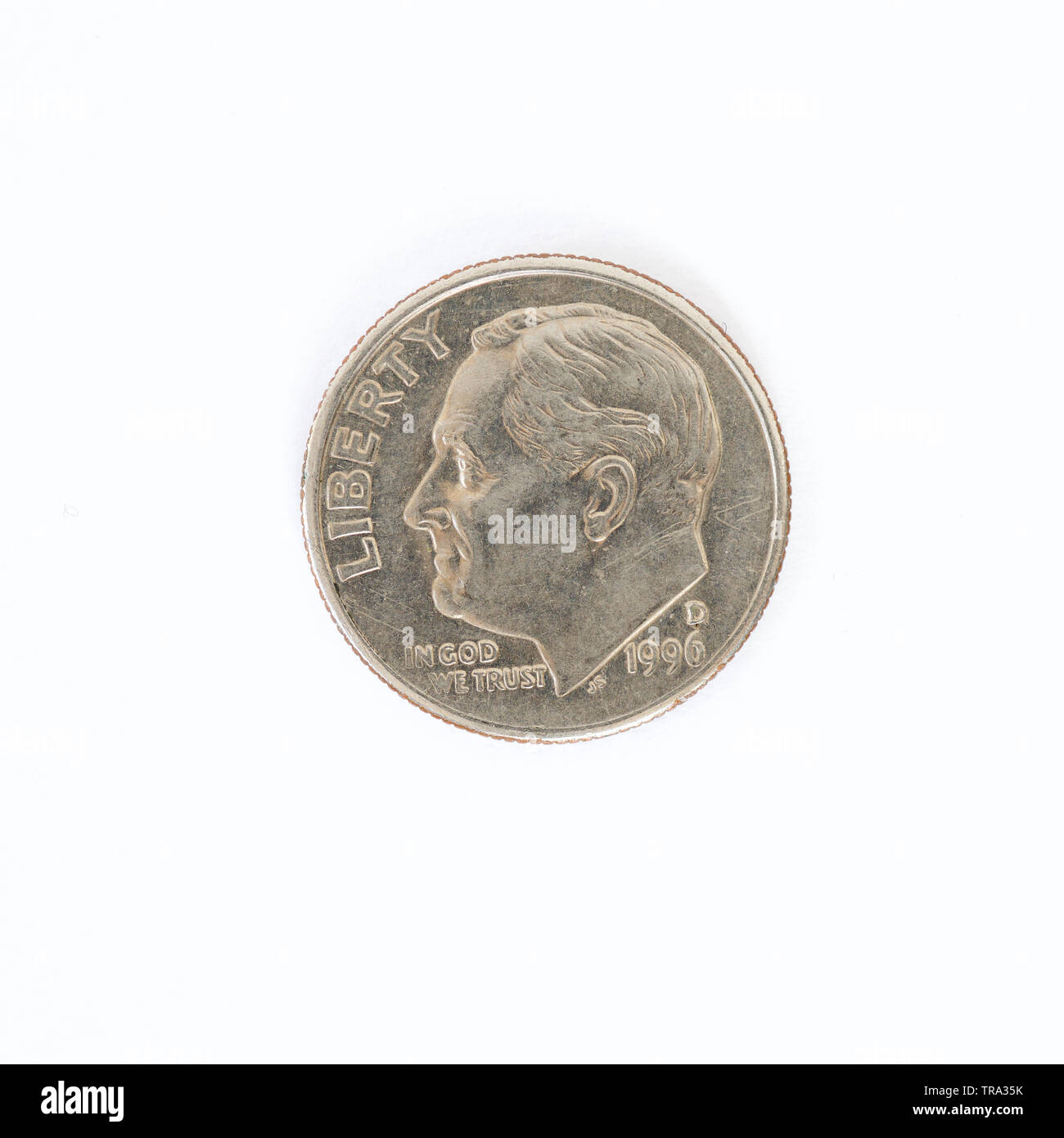 U.S. 1 Dime 'Roosevelt Dime' Coin - 1996 Stock Photo