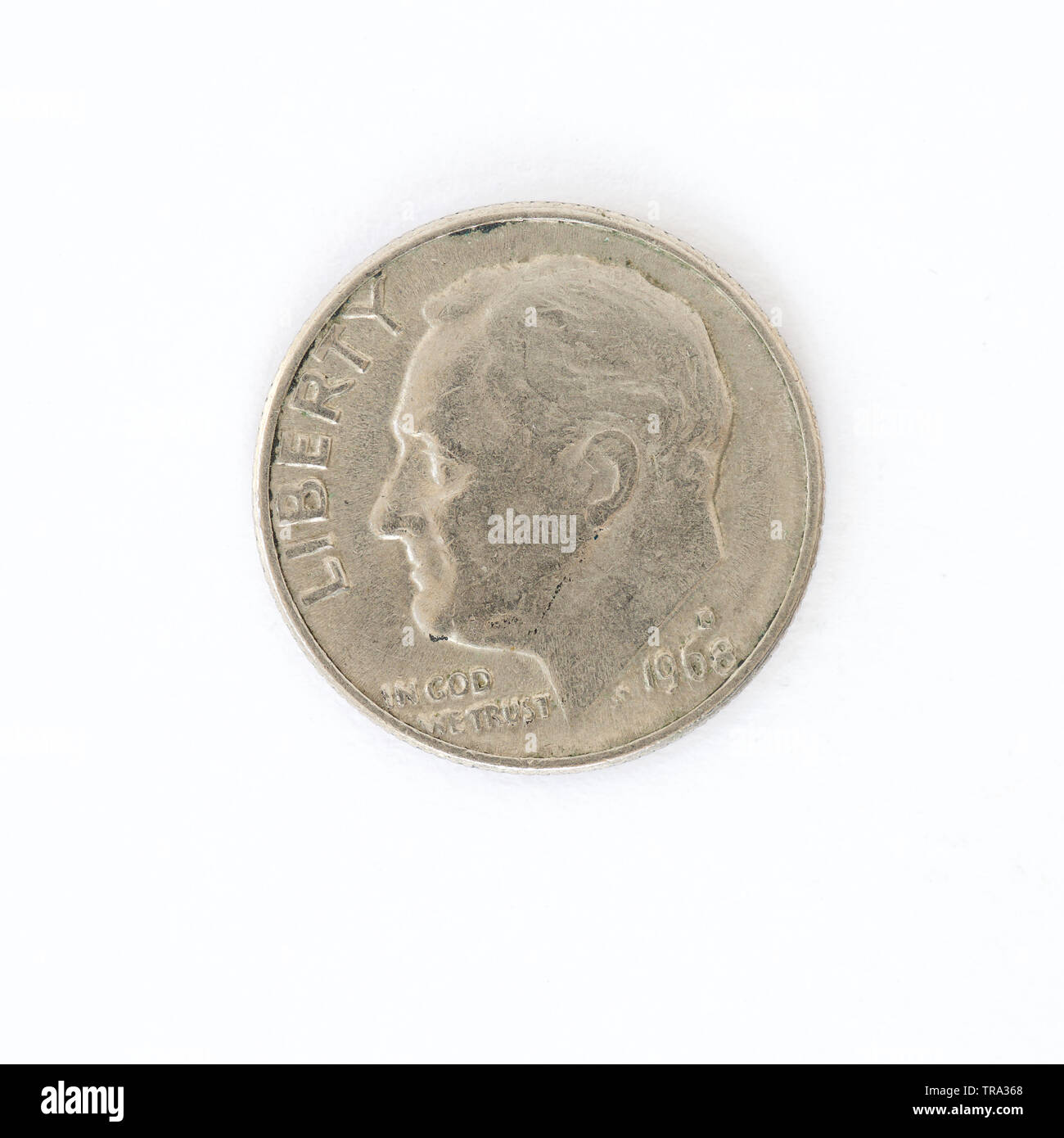 U.S. 1 Dime 'Roosevelt Dime' Coin - 1968 Stock Photo